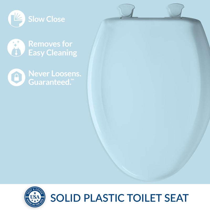 Bemis Classic Colors Slow Close Toilet Seat, Easy Clean Hinges and Durable Plastic Seat, Made in USA, Elongated, Dresden Blue - Image 2